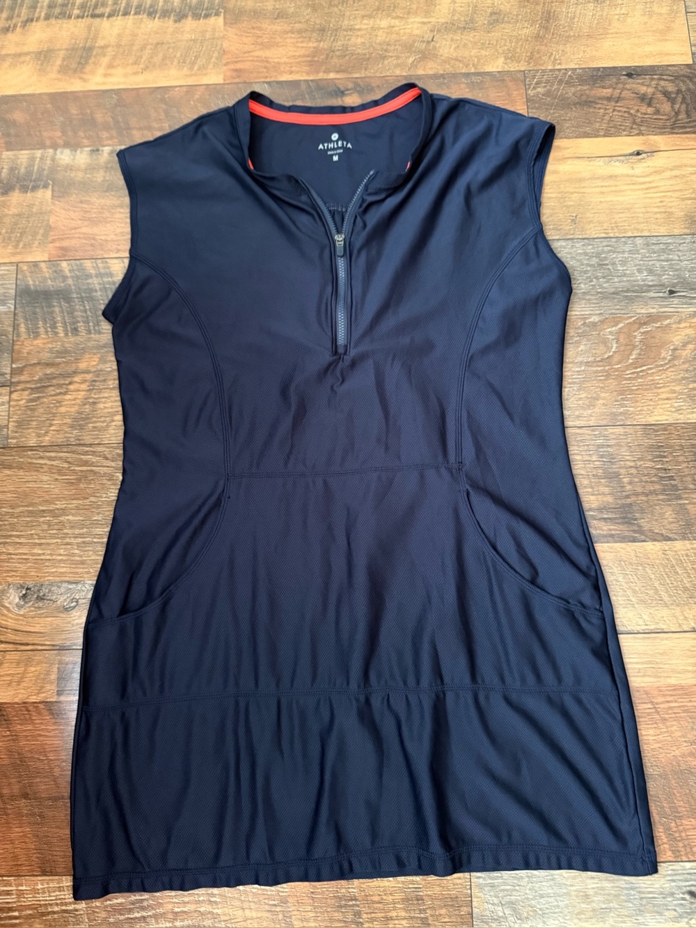Athleta Women's Navy Sleeveless Zip-Front Dress